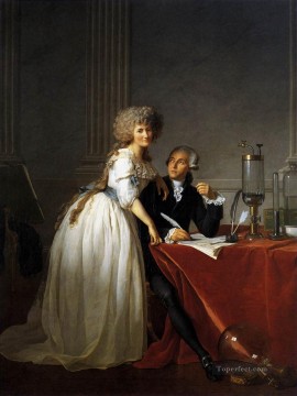  Neoclassicism Canvas - Portrait of Antoine Laurent and Marie Anne Lavoisier Neoclassicism Jacques Louis David